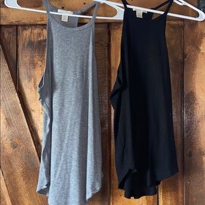 Black and grey high neck tanks
